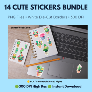 14 Cute PNG Digital Stickers Bundle-printablenook.com