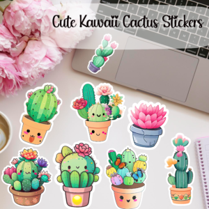 Cute Kawaii Cactus Stickers-printablenook.com