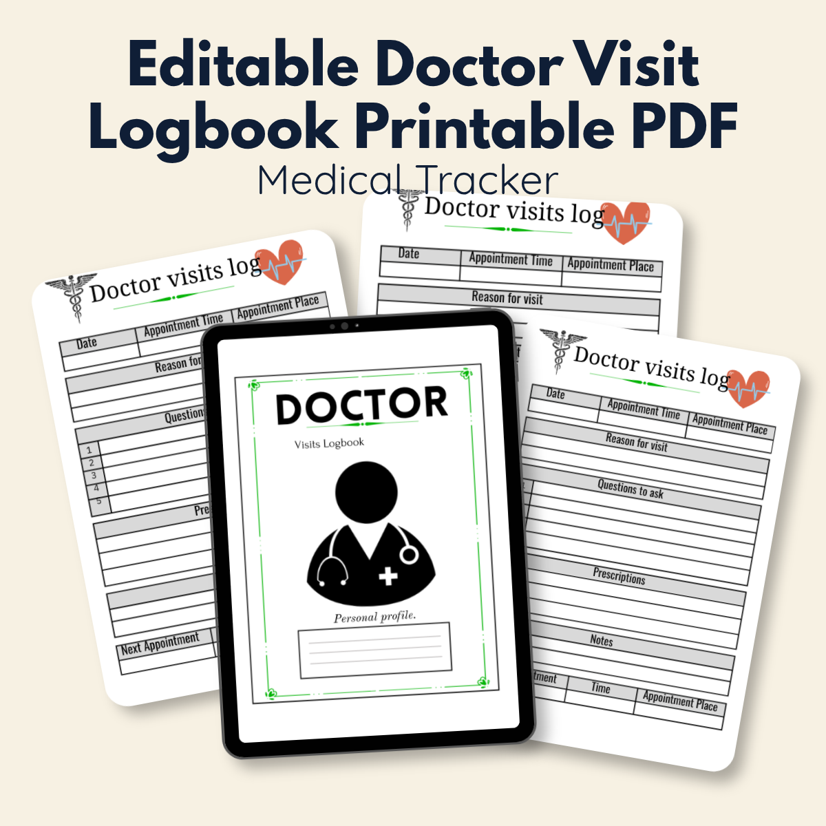 Doctor Visit Logbook-printablenook.com