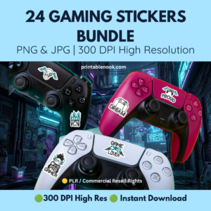 24 Gaming Stickers PNG Bundle-printablenook.com
