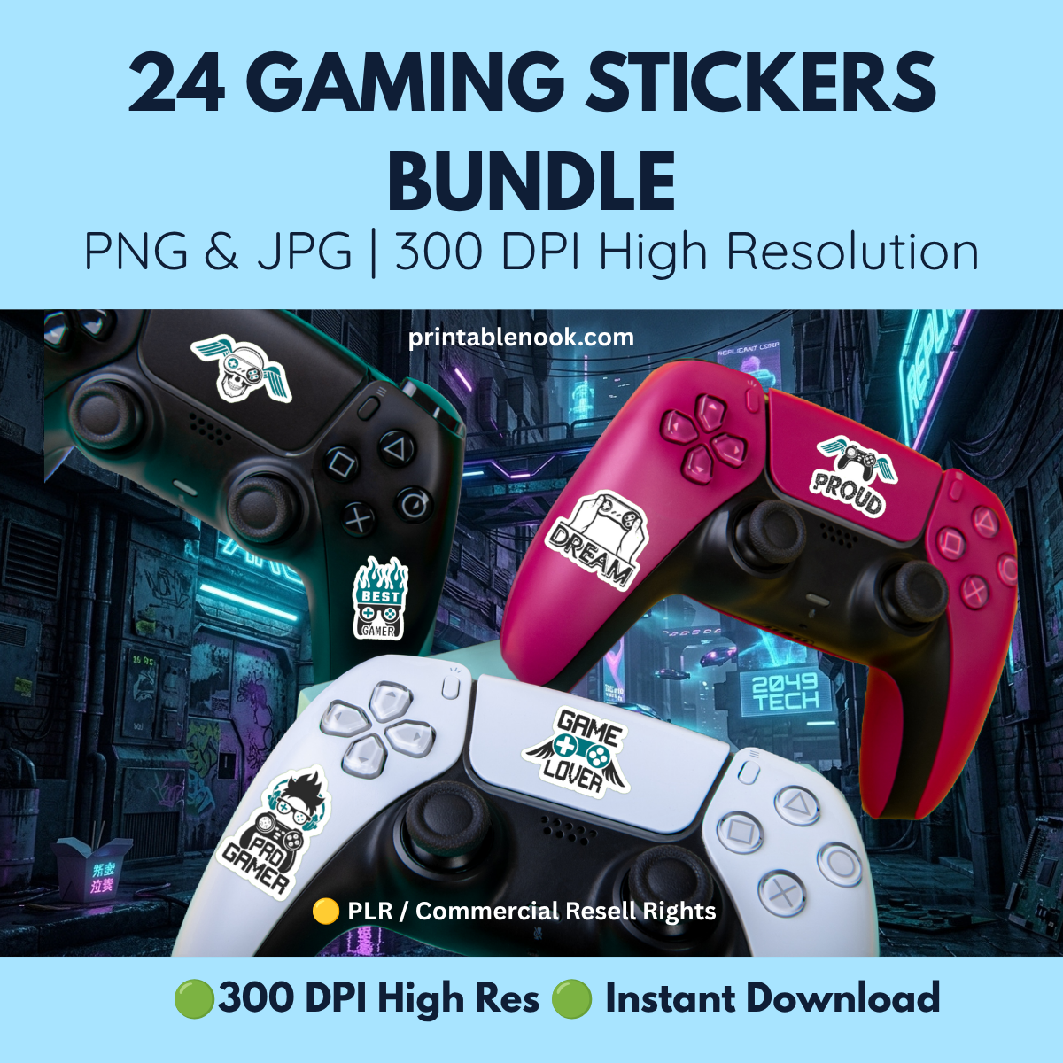 24 Gaming Stickers PNG Bundle-printablenook.com
