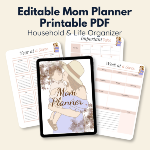 Editable Mom Planner Printable PDF | Complete 40-Page Household & Life Organizer (PLR / Commercial Rights)-printablenook.com
