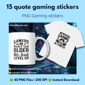 collection of 15 gaming stickers white png files and yellow png file-printablenook.com