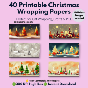 40 Printable Christmas Wrapping Paper Designs-pritntablenook.com