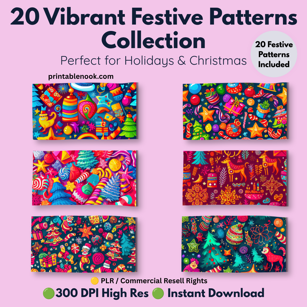 20 Vibrant Festive Seamless Pattern Designs-printablenook.com