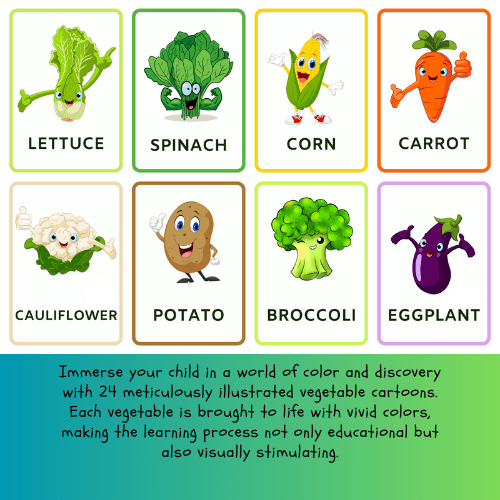 nteractive Colorful Vegetable Flashcards for Early Learners-printablenook.com