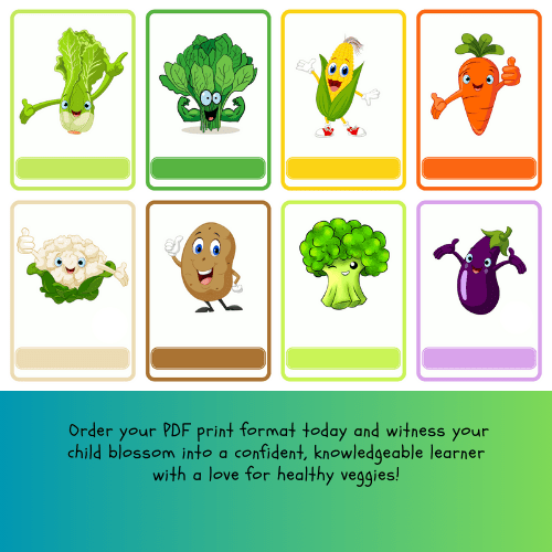 nteractive Colorful Vegetable Flashcards for Early Learners-printablenook.com