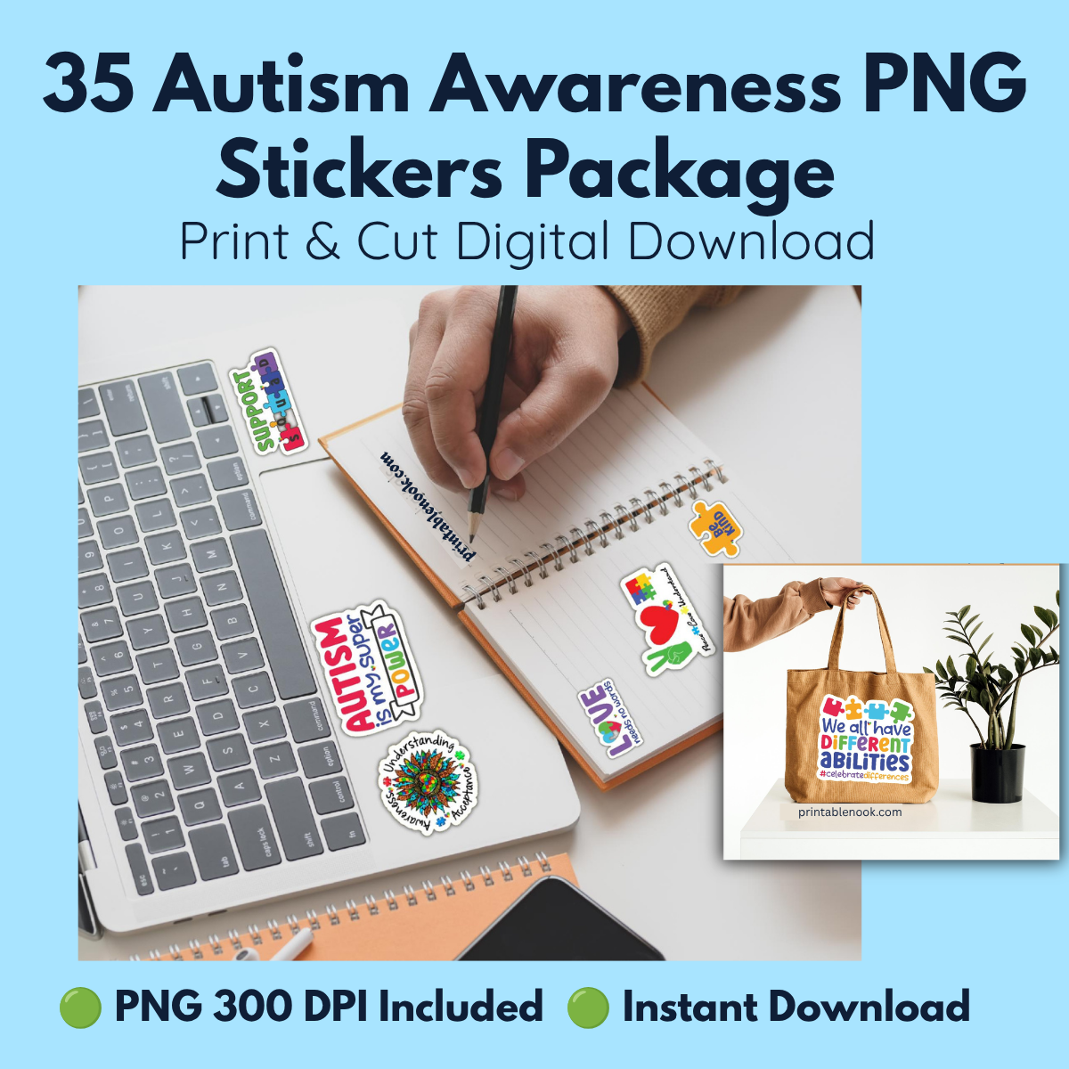 35 PNG-print & cut Autism stickers-printablenook.com
