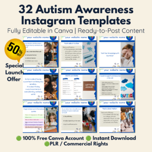 32 Autism Awareness Instagram Templates Canva-printablenook.com