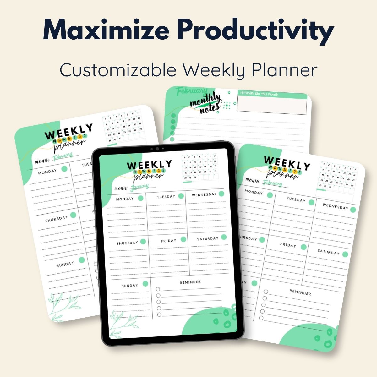 Maximize Productivity: Customizable Weekly Planner-printablenook.com