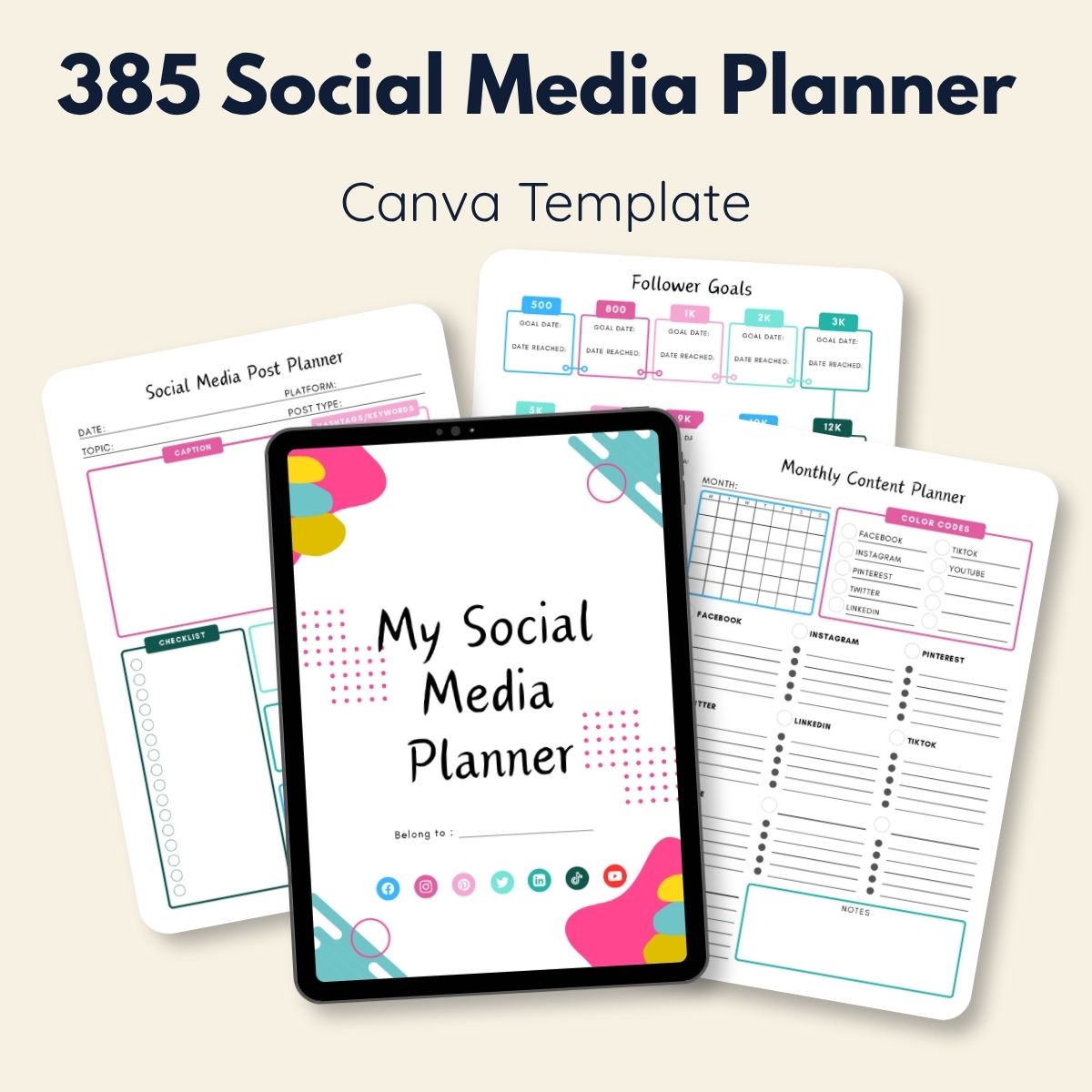 Social Medial Planner Templates-printablenook.com
