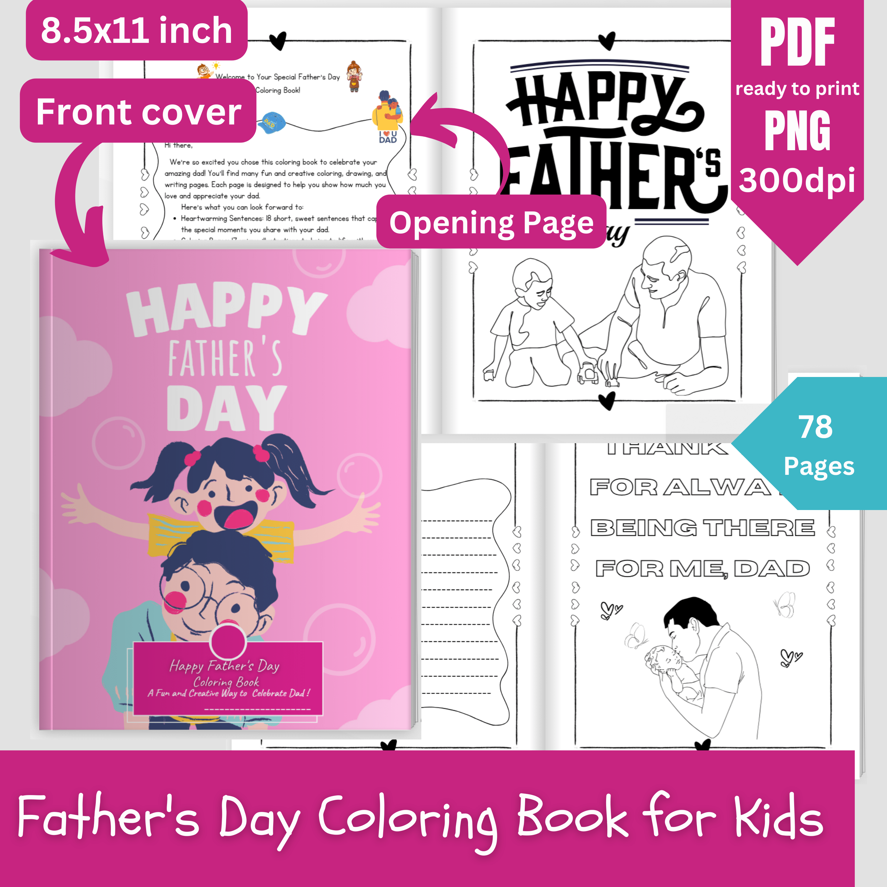 Father's Day Coloring Book for Kids-printablenook.com