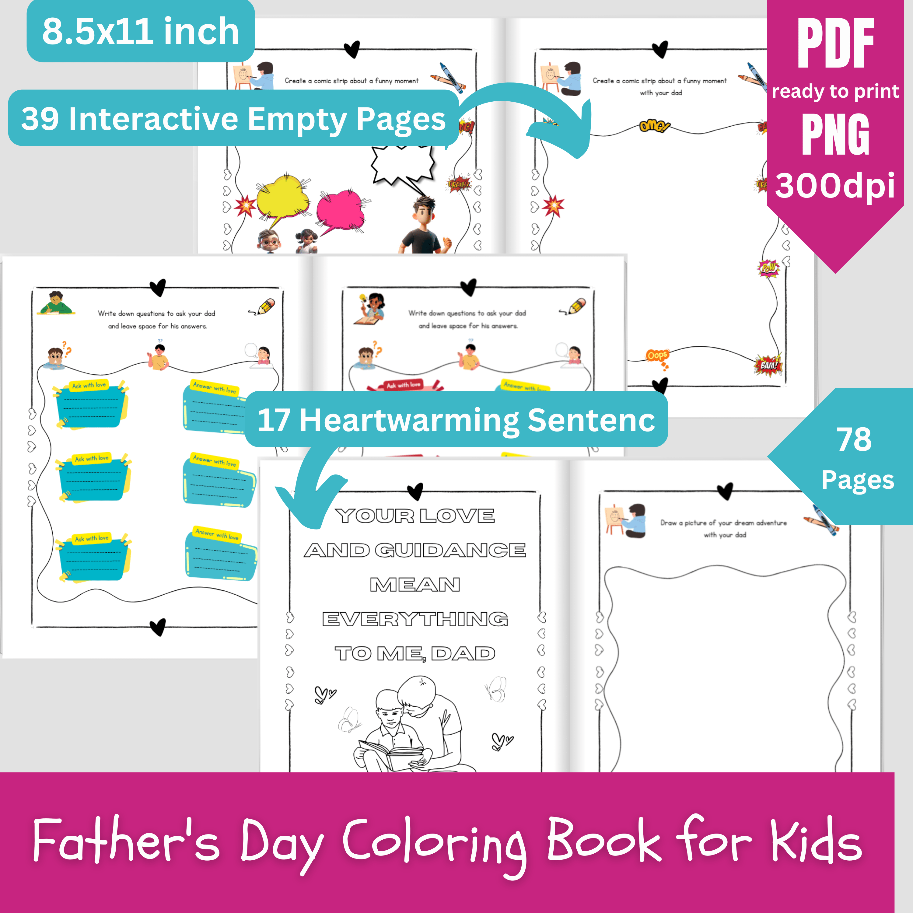Father's Day Coloring Book for Kids-printablenook.com