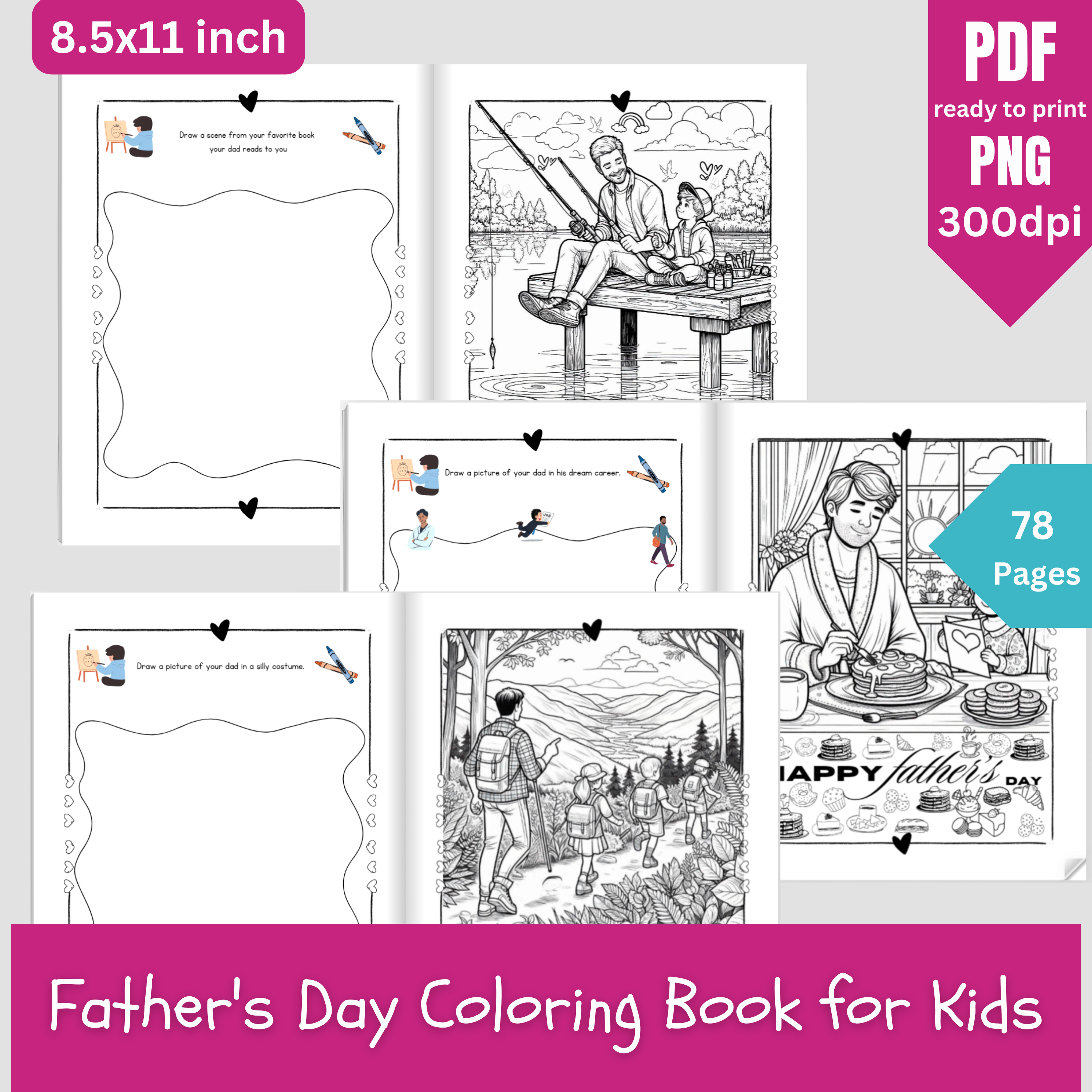 Father's Day Coloring Book for Kids-printablenook.com
