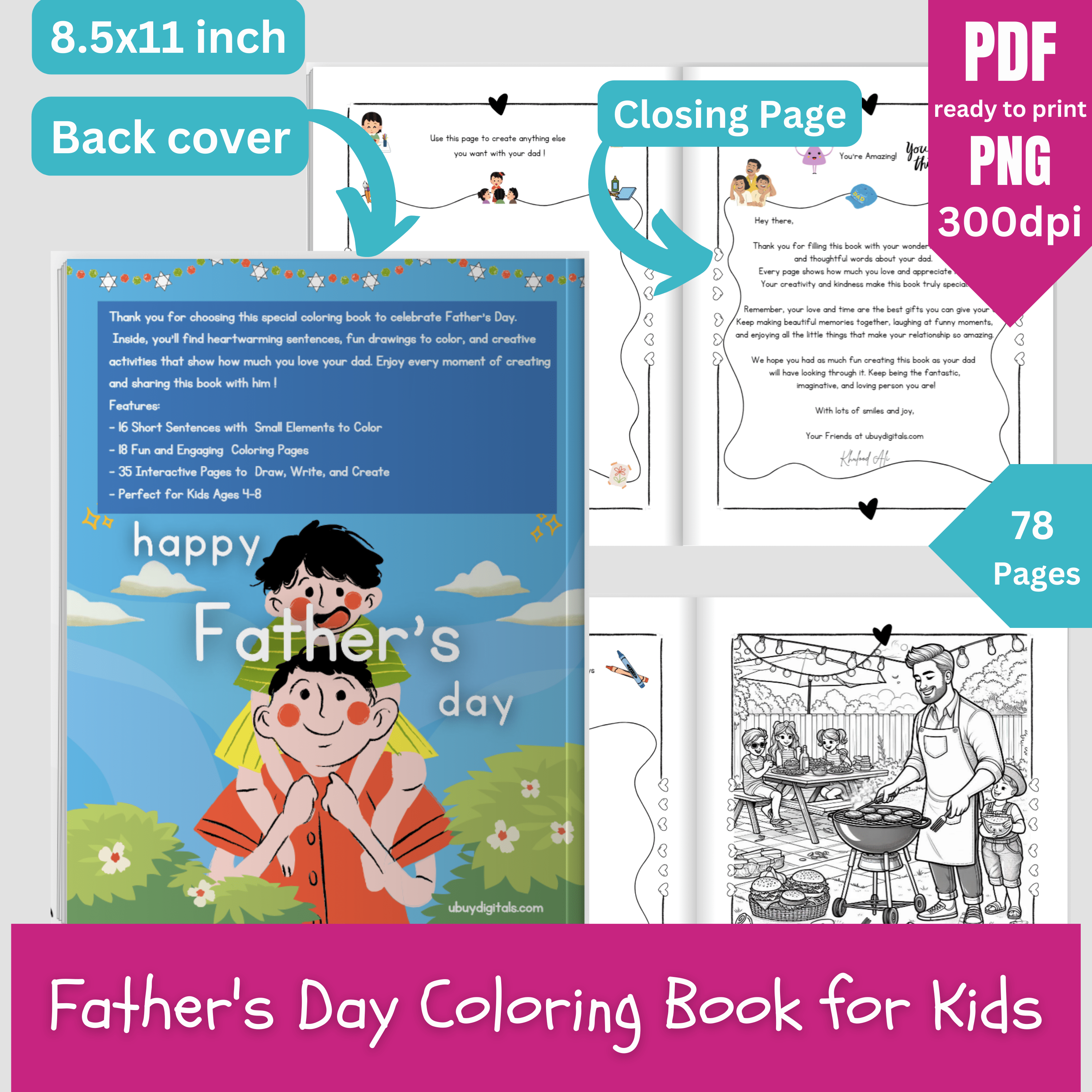 Father's Day Coloring Book for Kids-printablenook.com