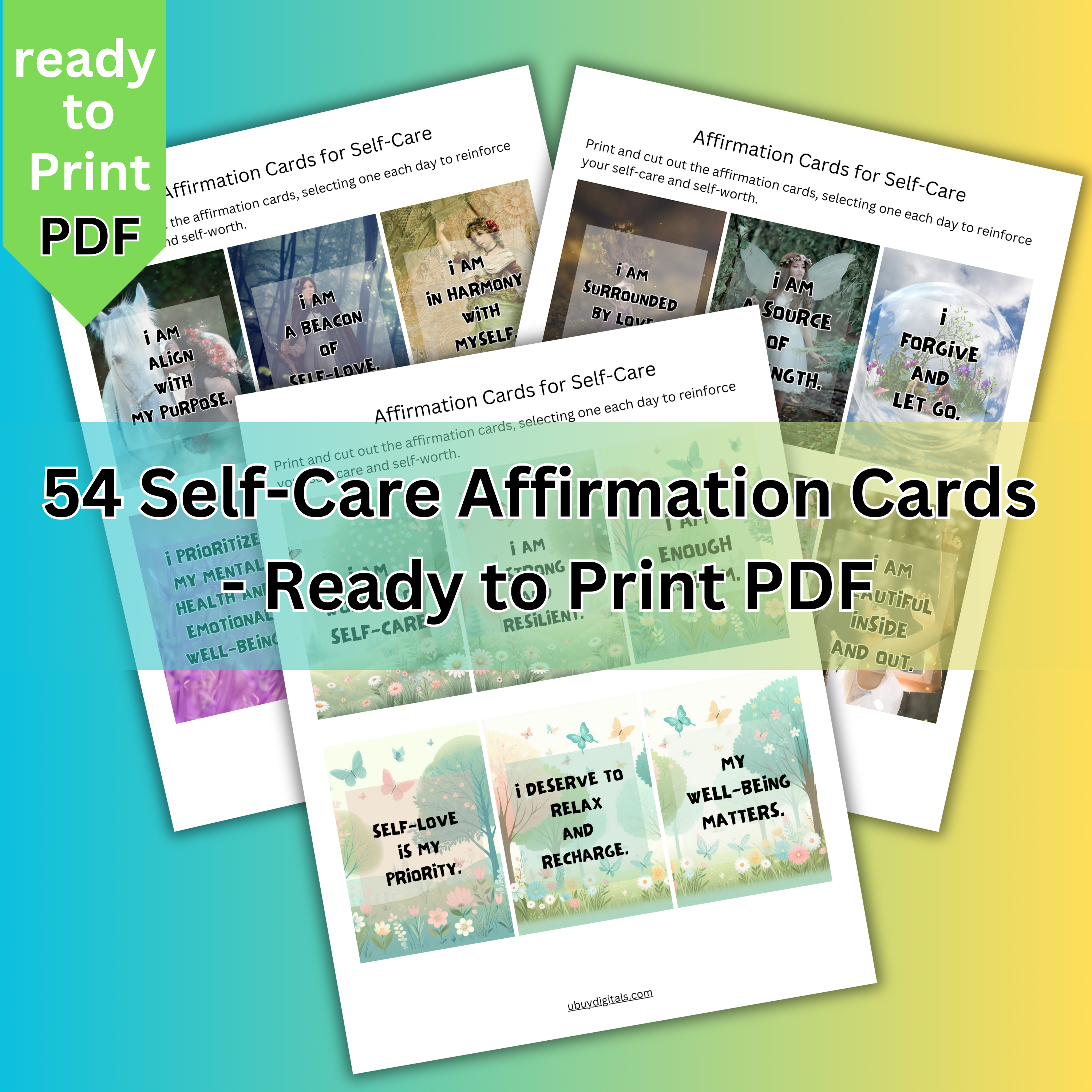 54 Self-Care Affirmation Cards-printablenook.com