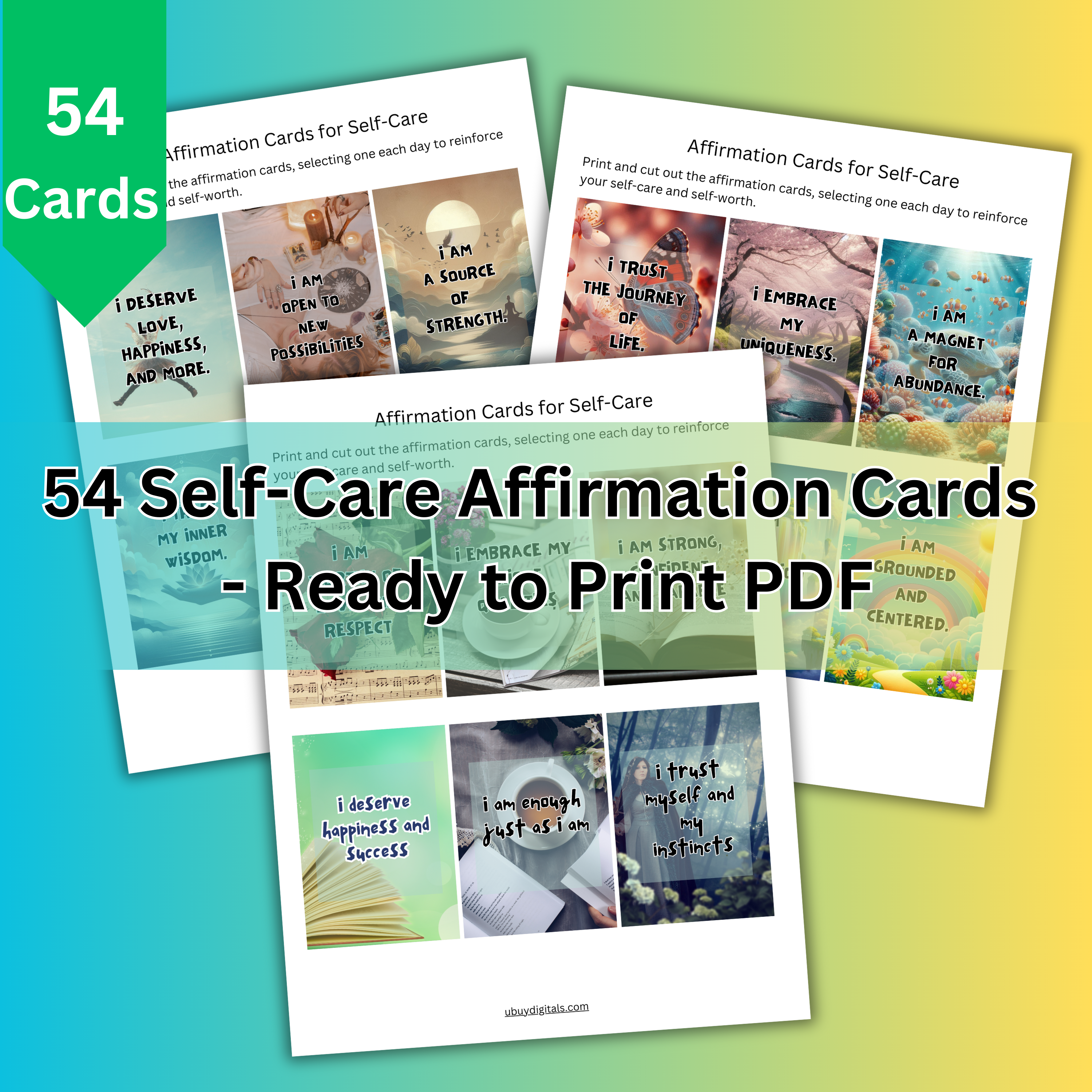 54 Self-Care Affirmation Cards-printablenook.com