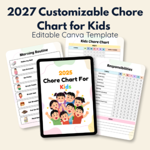 2027 Customizable Chore Chart for Kids
